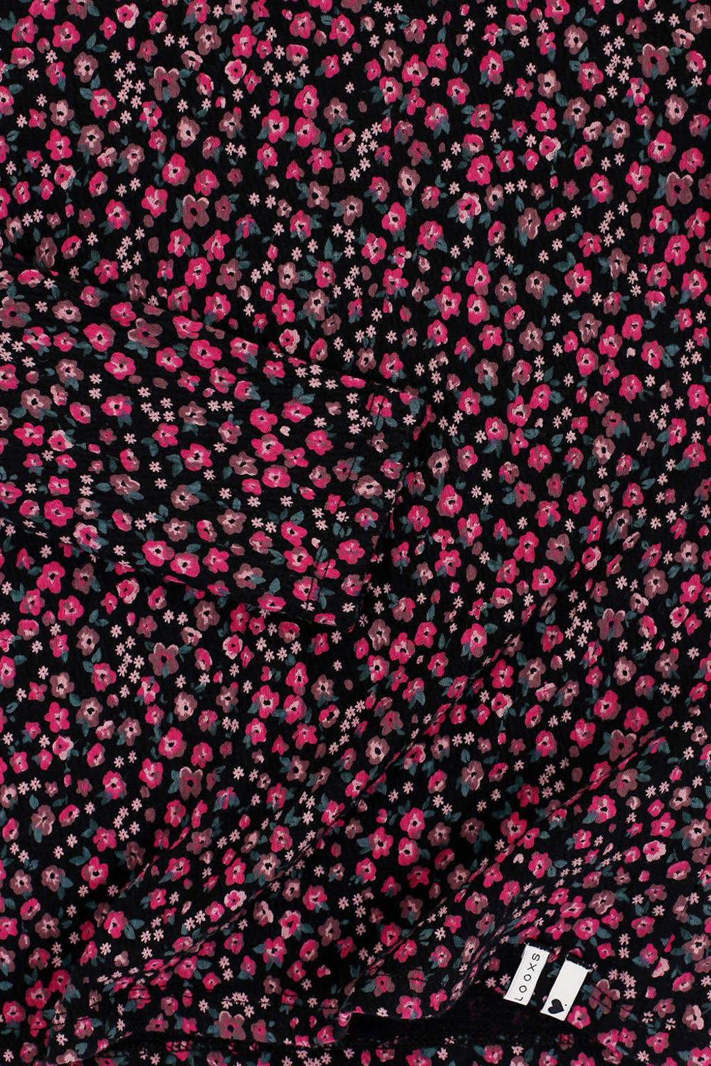 LOOXS gebloemde longsleeve zwart/fuchsia