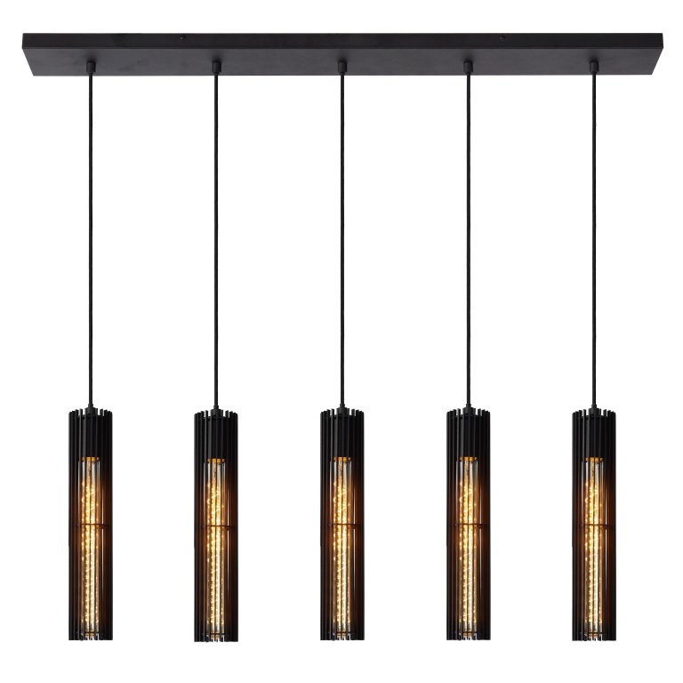 Lucide Lionel 5 cluster hanglamp lineair zwart