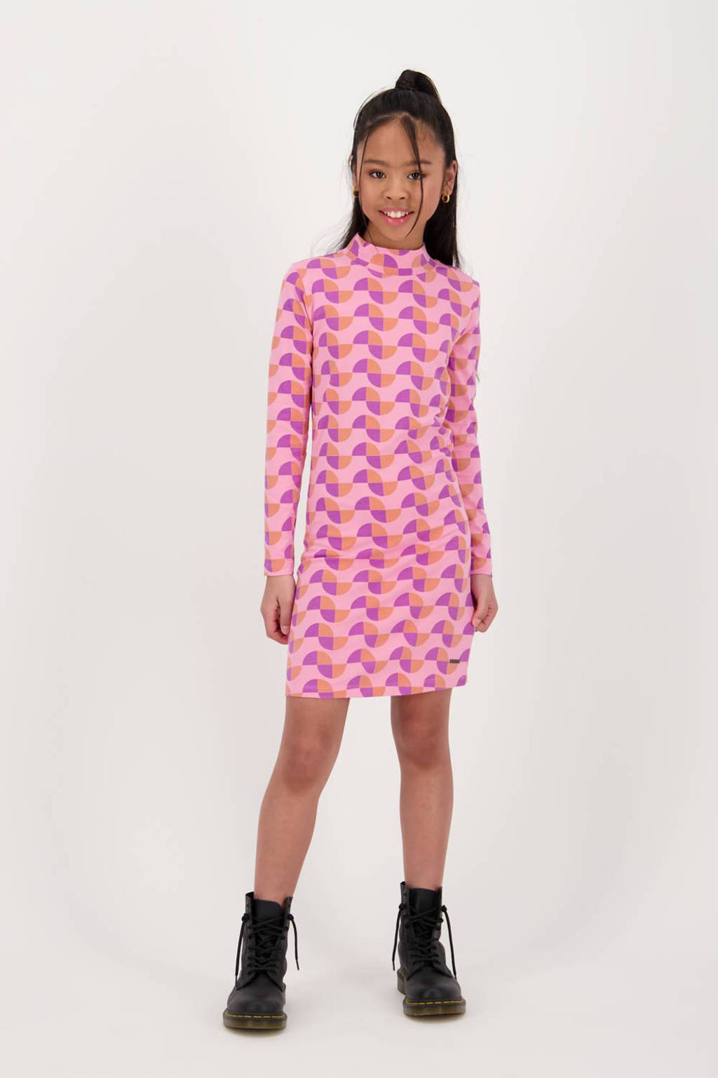 Raizzed jurk Keet met all over print roze/paars/oranje