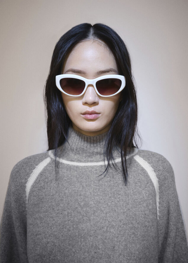 MANGO High neck sweater with contrast de Medium grey