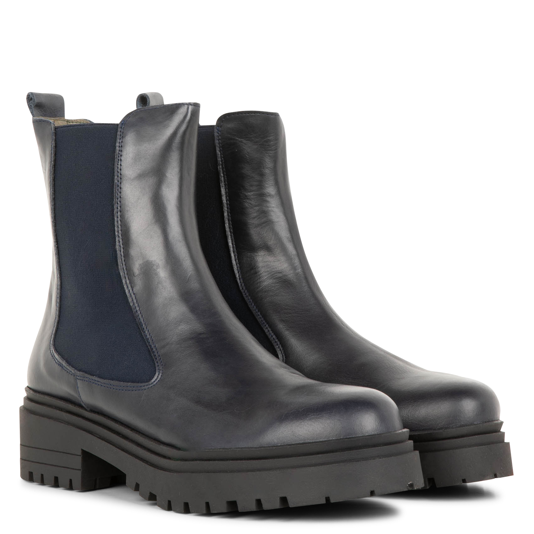 Bottines Chelsea crantées en cuir | Bleu
