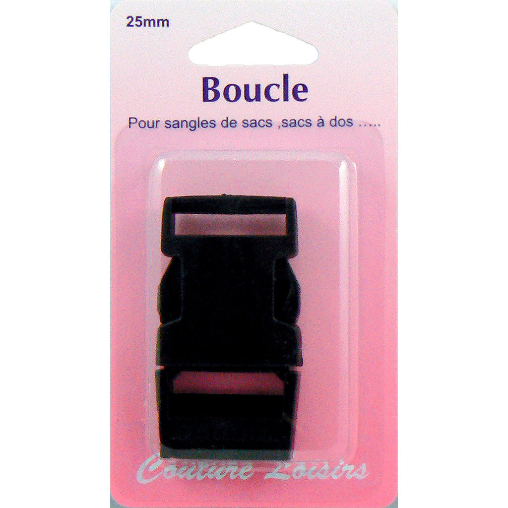 Boucle pour sangle de sacs et sac à dos noire 25mm