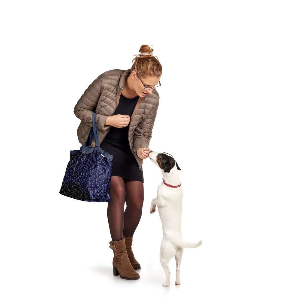 Sac Cabas Taille Moyenne Plissé Etoile Or Marine