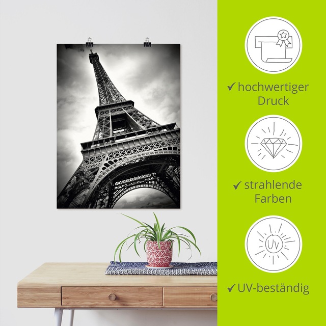 Artland Wandbild »Eiffelturm Paris« Gebäude 1 Stk. tlg. als Leinwandbild, Poster in verschied. Grössen