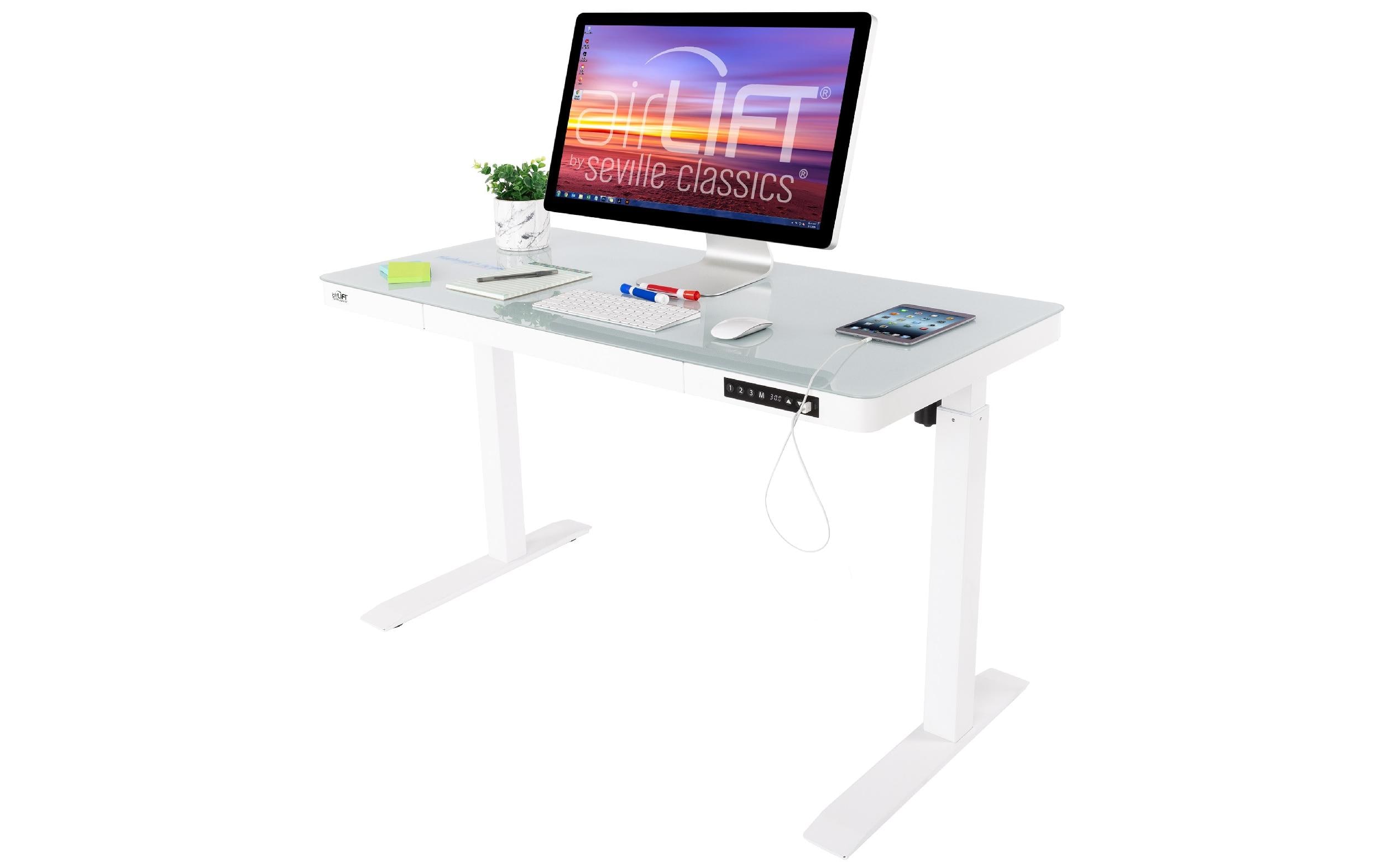 Stehtisch Airlift 1.2 x 0.6 m, Weiss<br>Tischgestell mit Glasplatte