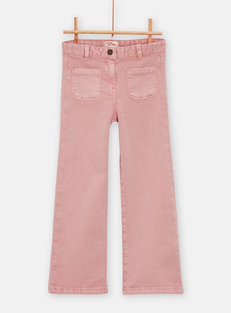 Jean large taille haute rose pale pour fille