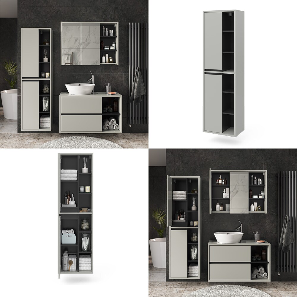 Vicco Hochschrank Badschrank Badezimmermöbel Viola Grau Anthrazit modern 50x170 cm Badkommode Badezimmer Schrank Badmöbel Schranktür Schrankfach