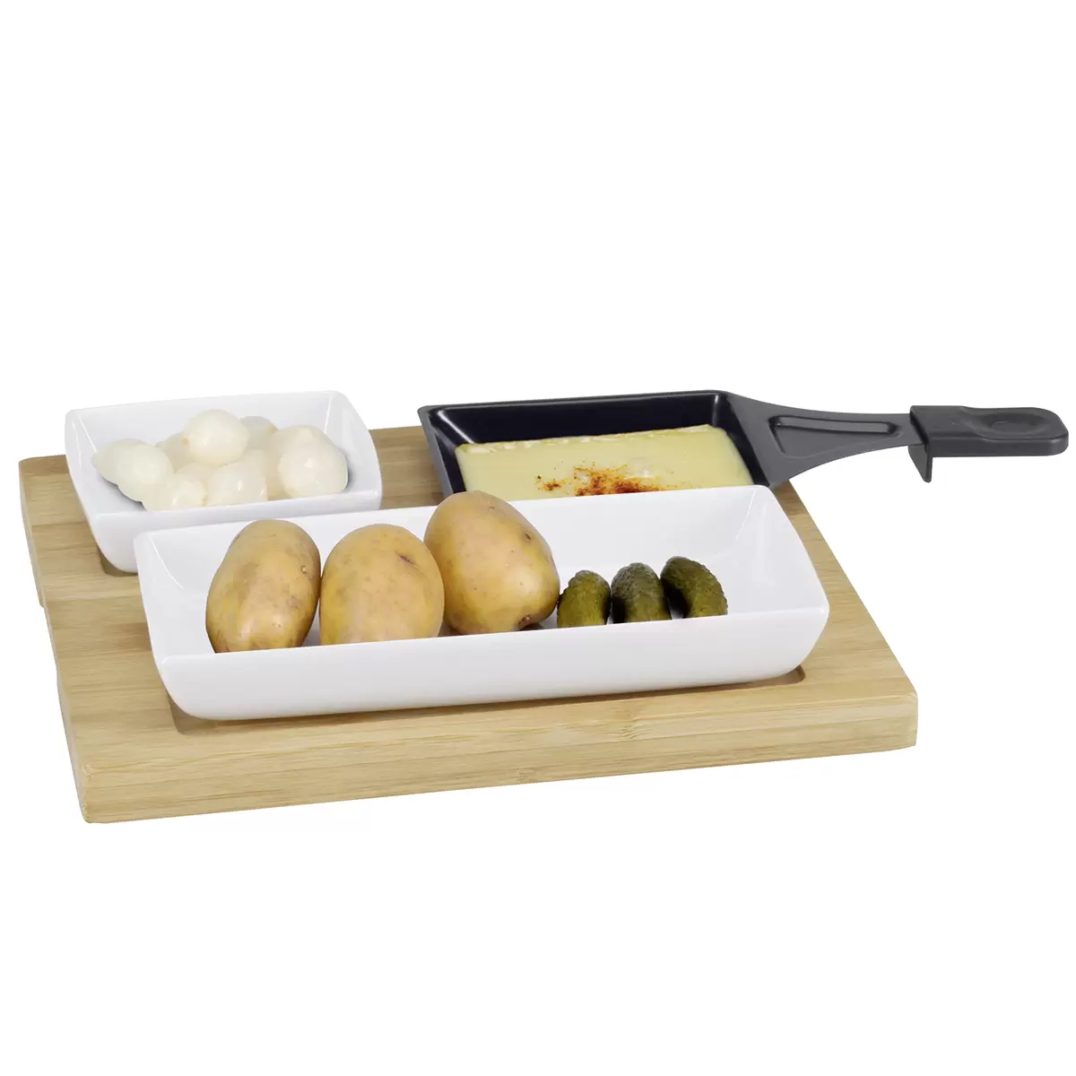 Raclette Teller Bambus hellbraun,weiss,schwarz