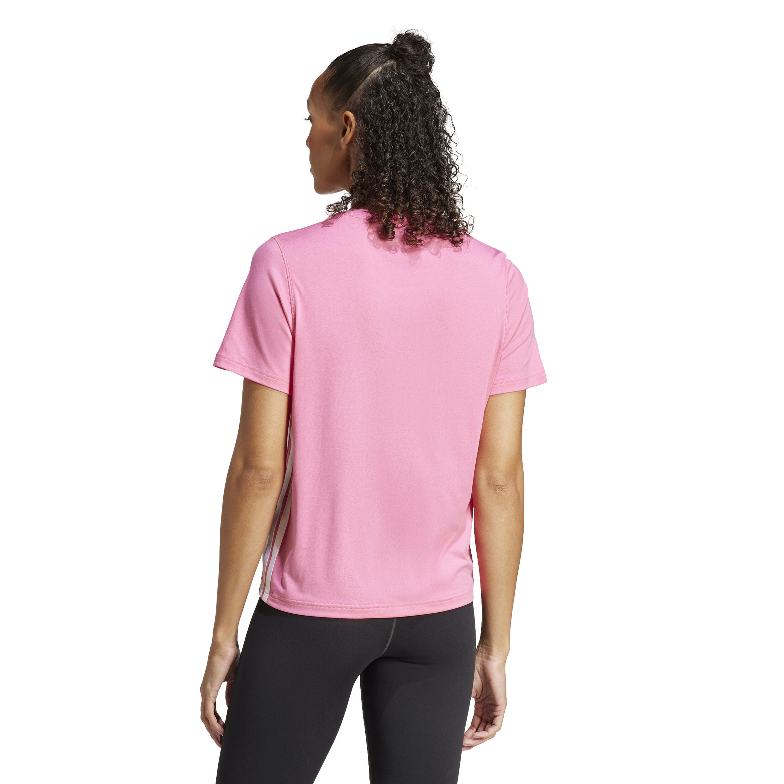 adidas Train Essentials 3 Stripes Workout T-shirt Femmes - Rosé, Blanc