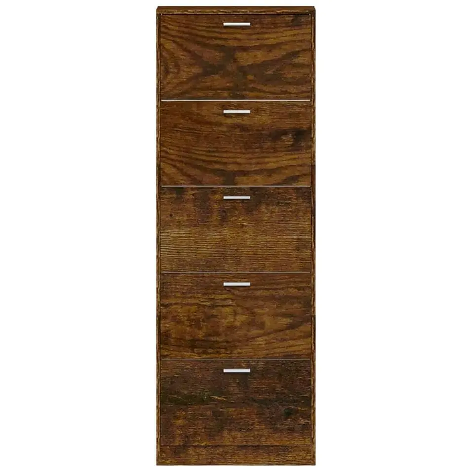 vidaXL - Industriële Schoenenkast met 5 kleppen - Gerookt eiken - 59x17x169 cm