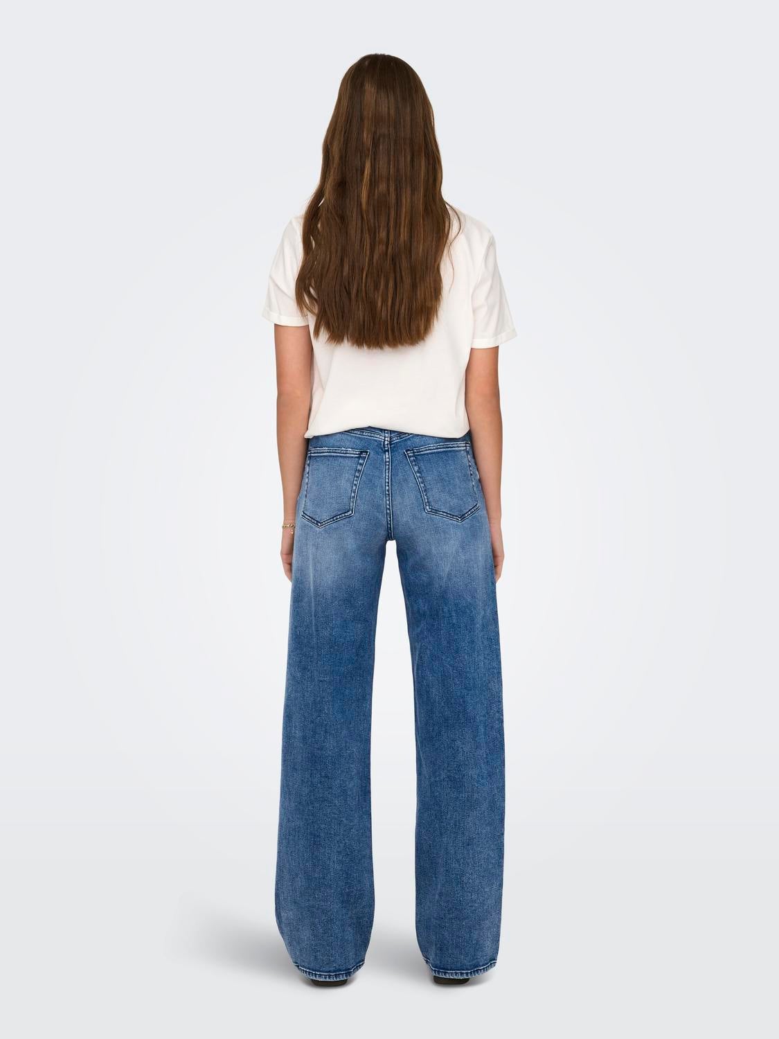 ONLJUICY Hohe Taille Weiter Beinschnitt Jeans Medium Blue Denim