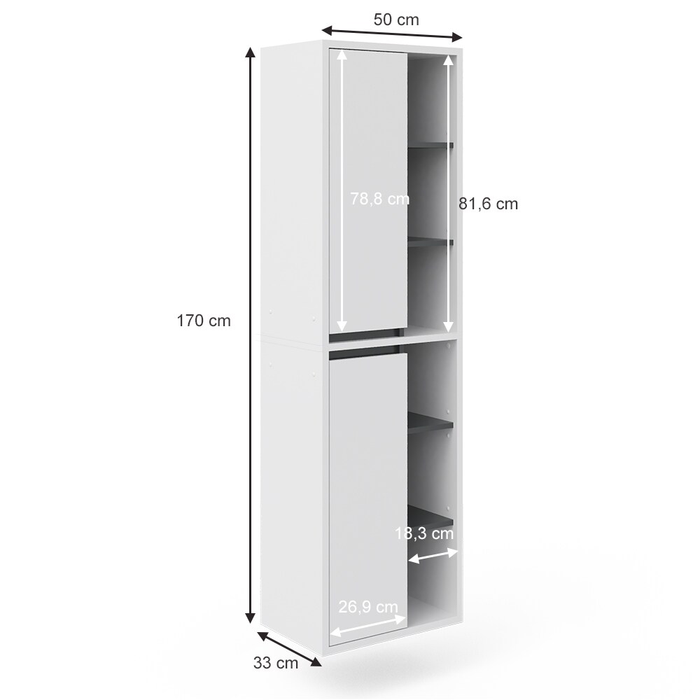 Vicco Badschrank Viola Weiß Hängeschrank Hochschrank 2 Türen Badmöbel Badregal