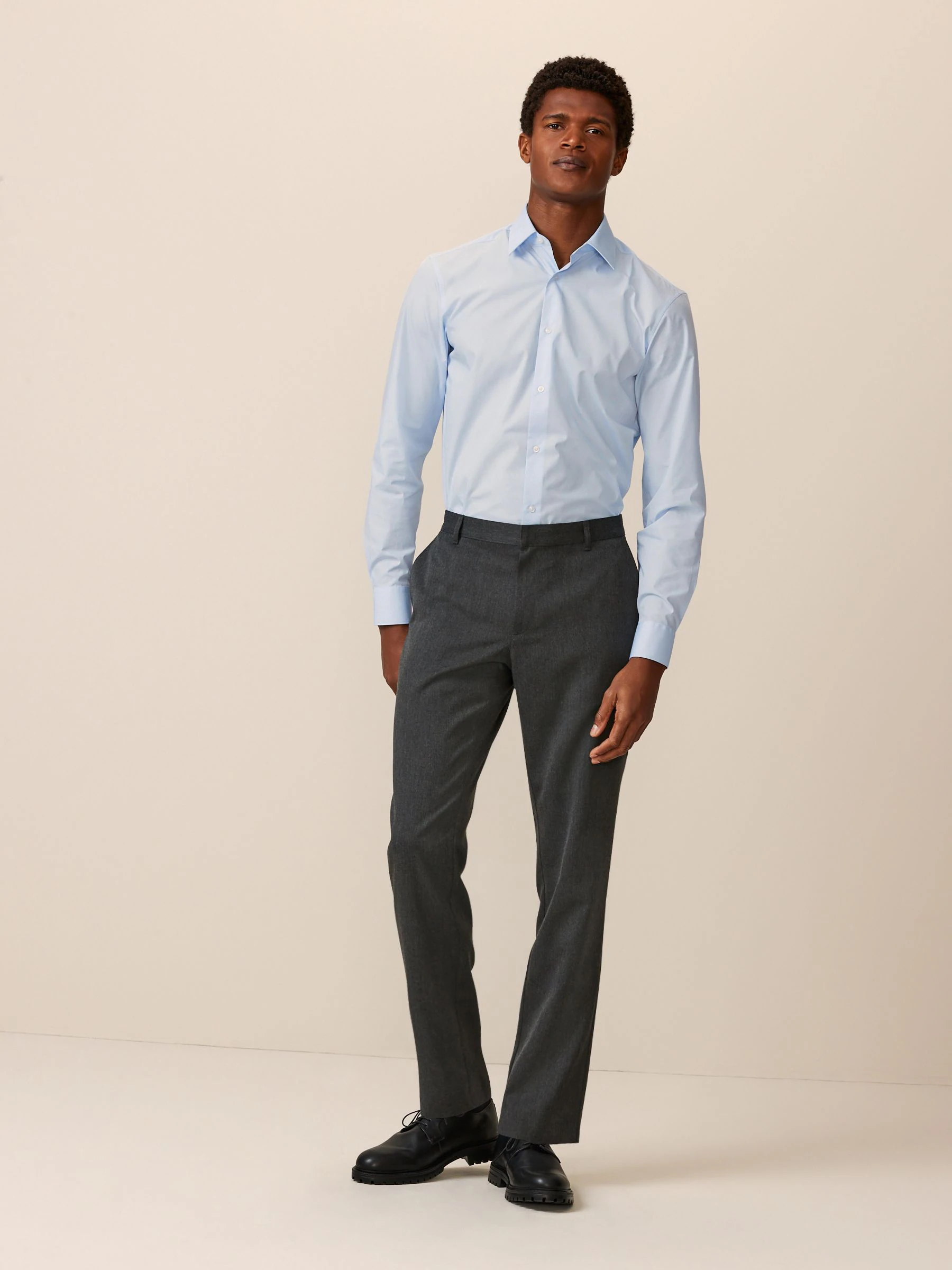 Grijs - Slim Fit - Modieuze broek zonder plooien
