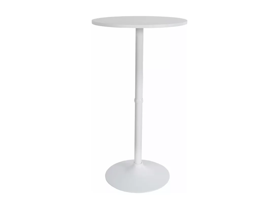 Table haute de bar - rond Ø 60 cm - Bois - Blanc / Blanc - rund