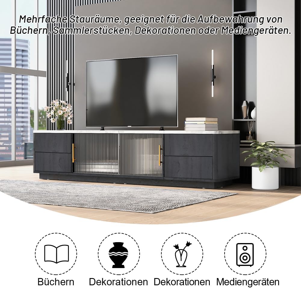 Merax TV Tisch TV-Schrank Lowboard für Fernseher Fernsehschrank für das Wohnzimmer 160cm TV Stand für 70