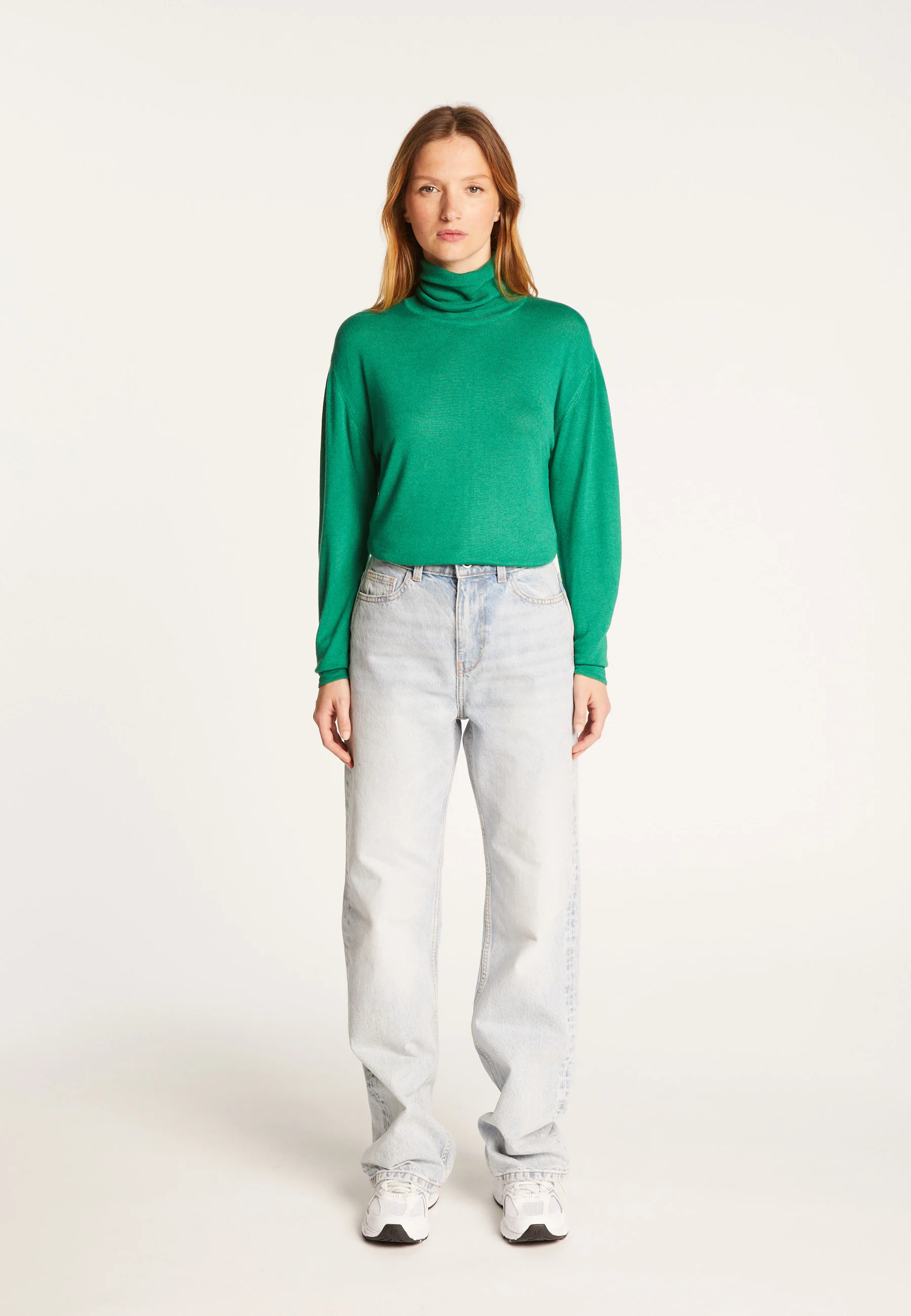 AÉRISAH24 - T-shirt col roulé en fibre de bambou cachemire | Vert