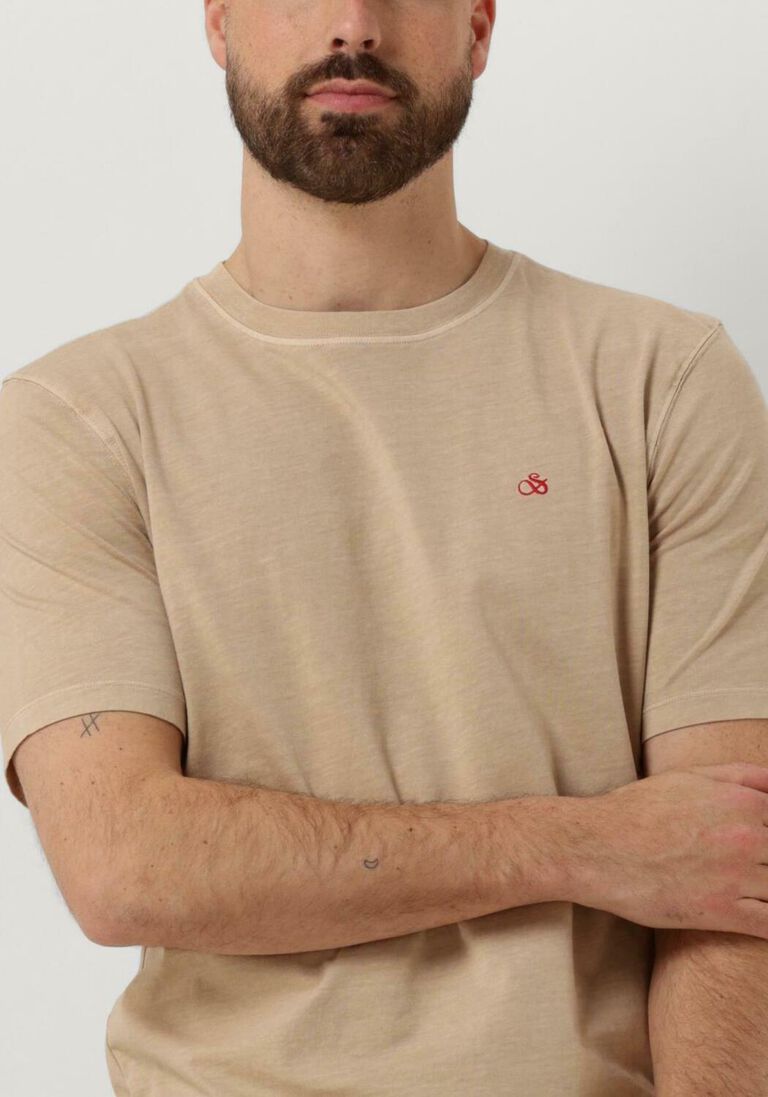 SCOTCH & SODA beige scotch & soda t-shirt garment dye logo crew t-shirt