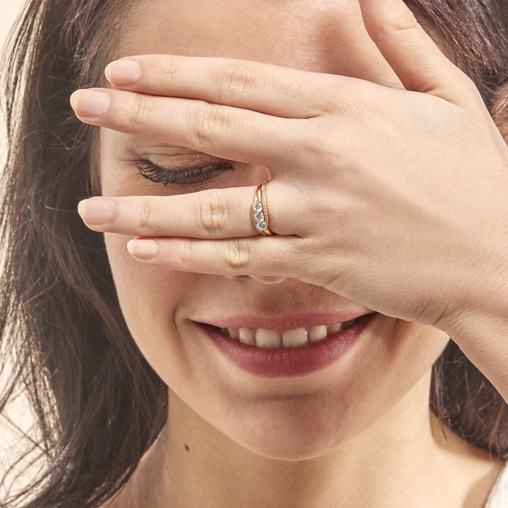 Bague Comete Or Jaune Oxyde De Zirconium