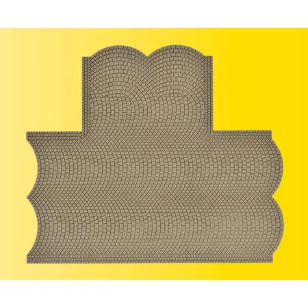 Vollmer 48243 H0 Straßenplatte Kopfsteinpflast, 90°Grad- Einmündung. L 22 x B 19,5 cm