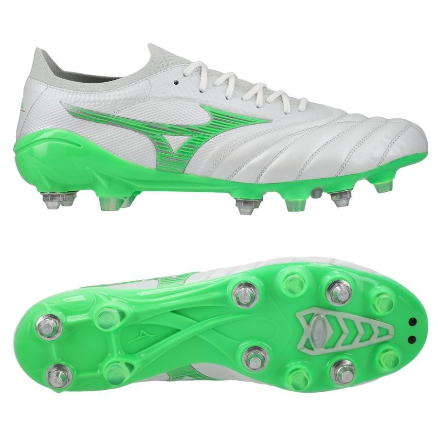 Mizuno Morelia Neo IV Beta Made in Japan SG Frontier - Blanc/Vert Néon/Cool Gray