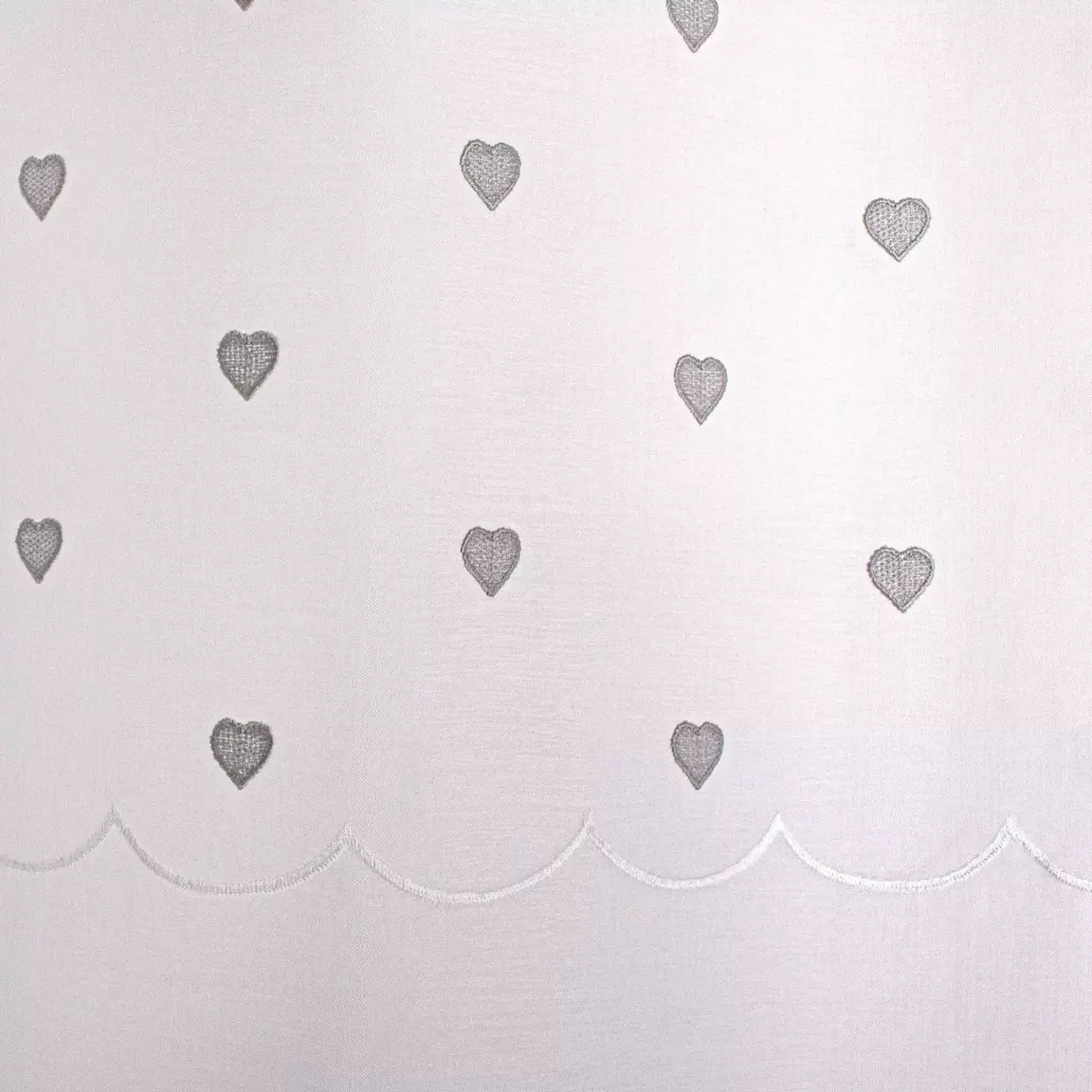 Voilage œillets (140 x 240 cm) Coeurs Gris
