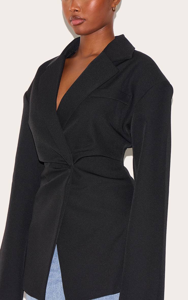 Noir Blazer Cintré À Taille Ajustée