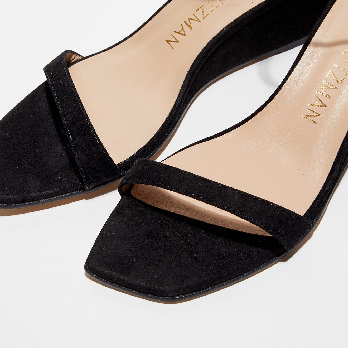 Stuart Weitzman Sandales compensées en Velours de Cuir Nudistcurve 50 noires - Talon 5,5 cm