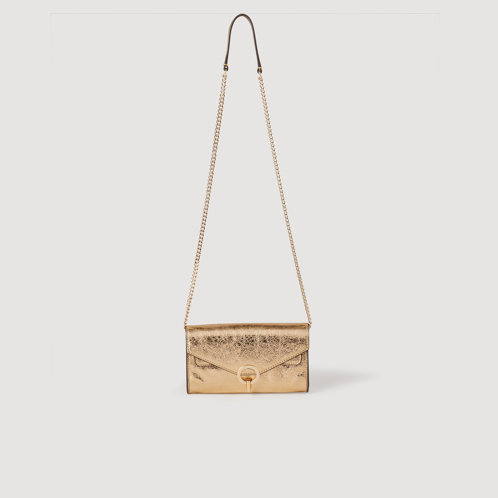 Sac pochette en cuir dore