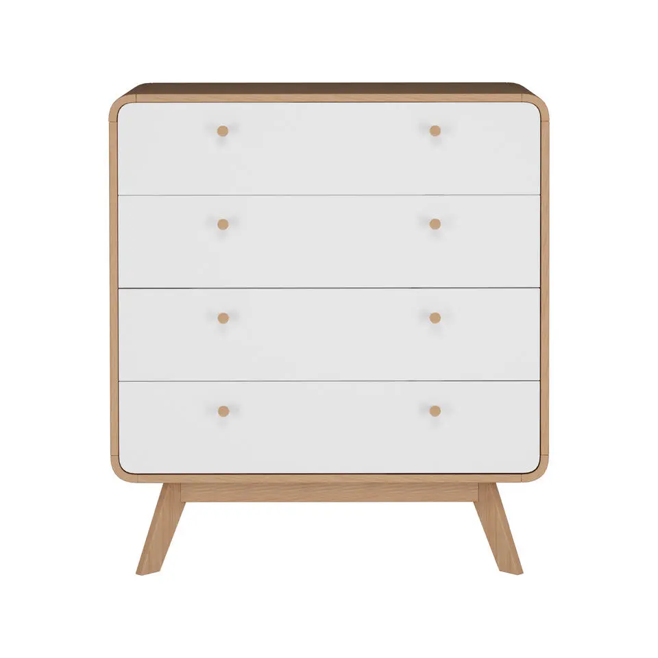 Cassie - Commode met 4 laden in eikenlook / wit