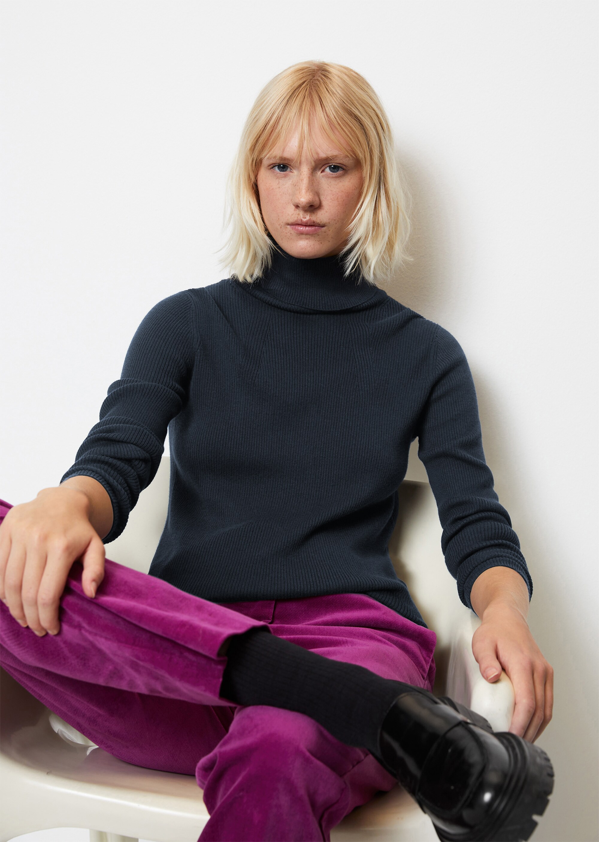 Rollkragenpullover slim aus Organic Cotton