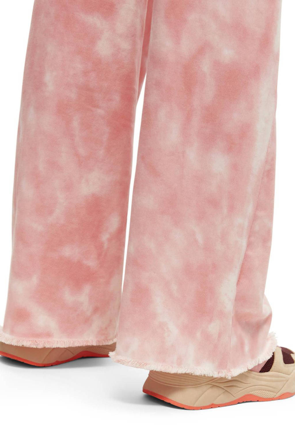 Scotch & Soda tie-dye high waist wide leg broek roze/wit
