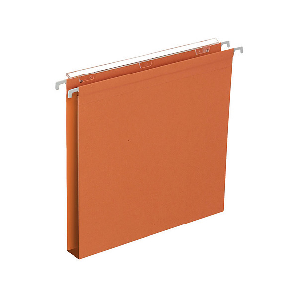 Dossiers suspendus Kraft 220g 1er prix fond 15 mm pour tiroirs coloris orange, lot de 25