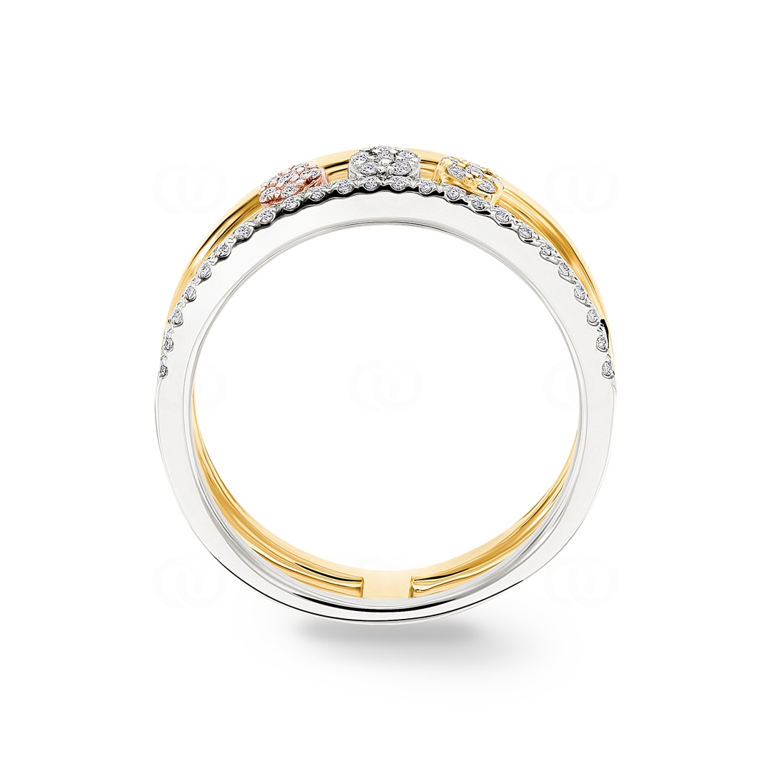 0.18 Karat Diamantring 750/18 K Gelb-/ Weissgold