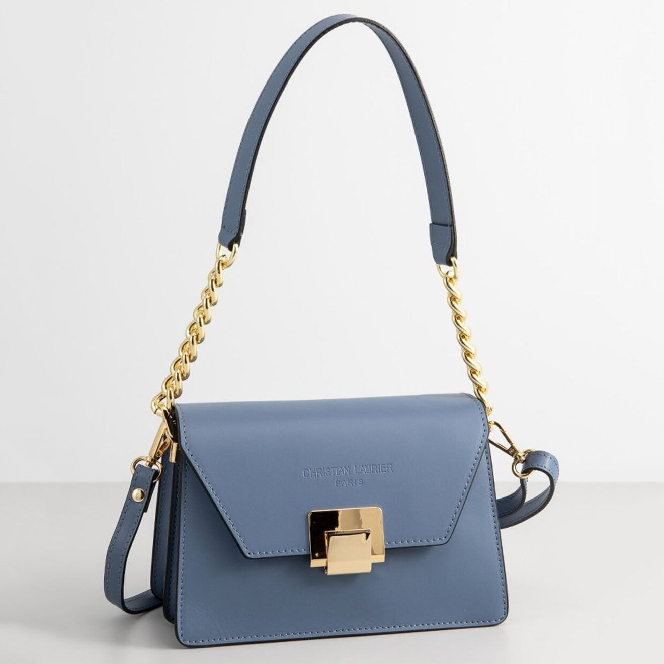Christian Laurier Sac Porté Epaule en Cuir Ava bleu - 22x14x10 cm
