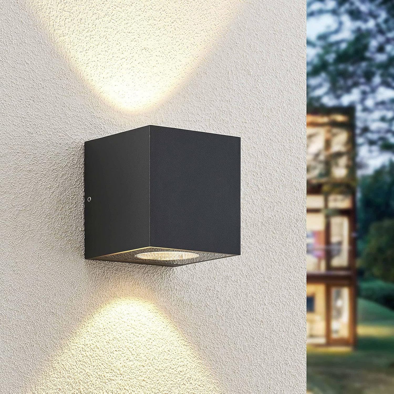 Arcchio LED Wandleuchte außen Tassnim (Modern) in Schwarz aus Aluminium (2 flammig,) - Außenwandleuchten Wandlampe Led Außenlampe Outdoor für Außenwand/Hauswand Haus Terrasse &