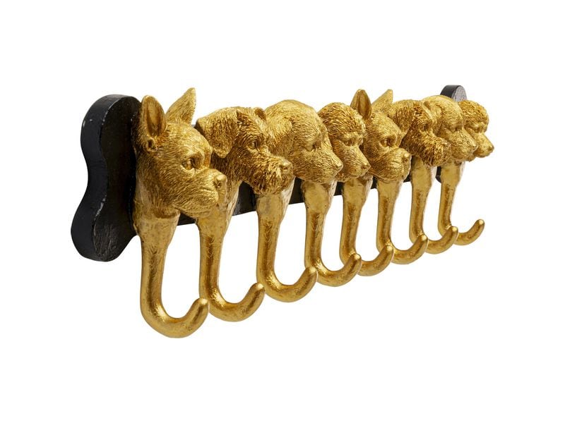 Kare Wandgarderobe Dog Family 69 cm x 15.5 cm, Gold/Schwarz Wandleiste für die Garderobe