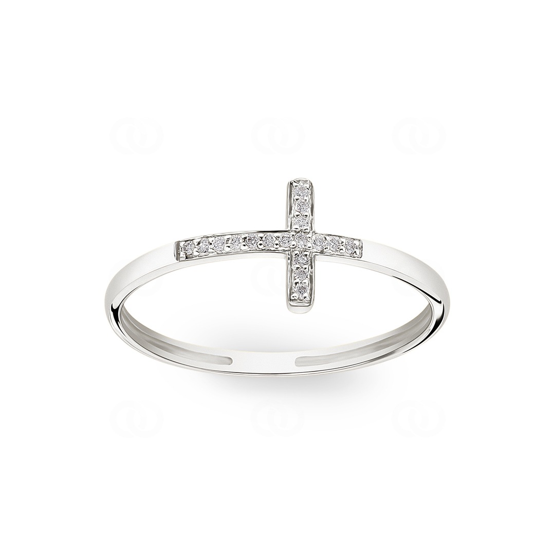Ring 750/18 K Weissgold Kreuz mit Diamanten 0.04 ct H/si