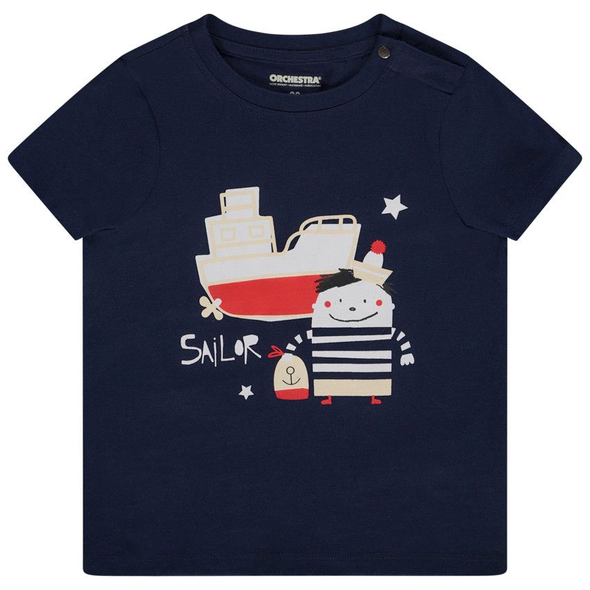 T-shirt manches courtes avec print fantaisie pour bébé garçon - Bleu marine