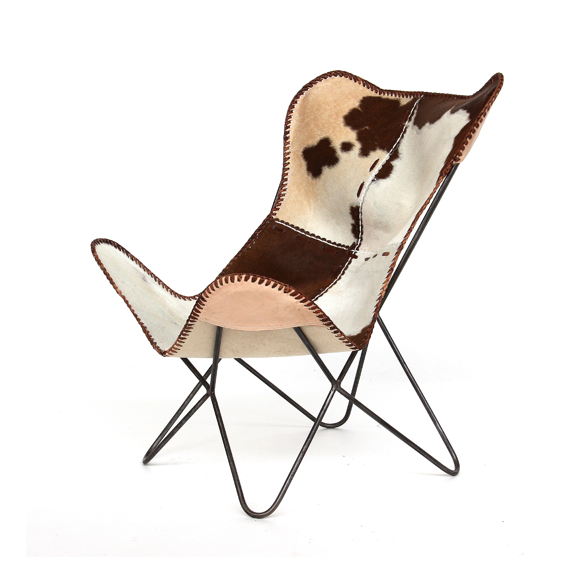 Lounger 'Mark', braun-weiß, vernickelt, T 70 cm, B 76 cm, H 92 cm von fischer's lagerhaus