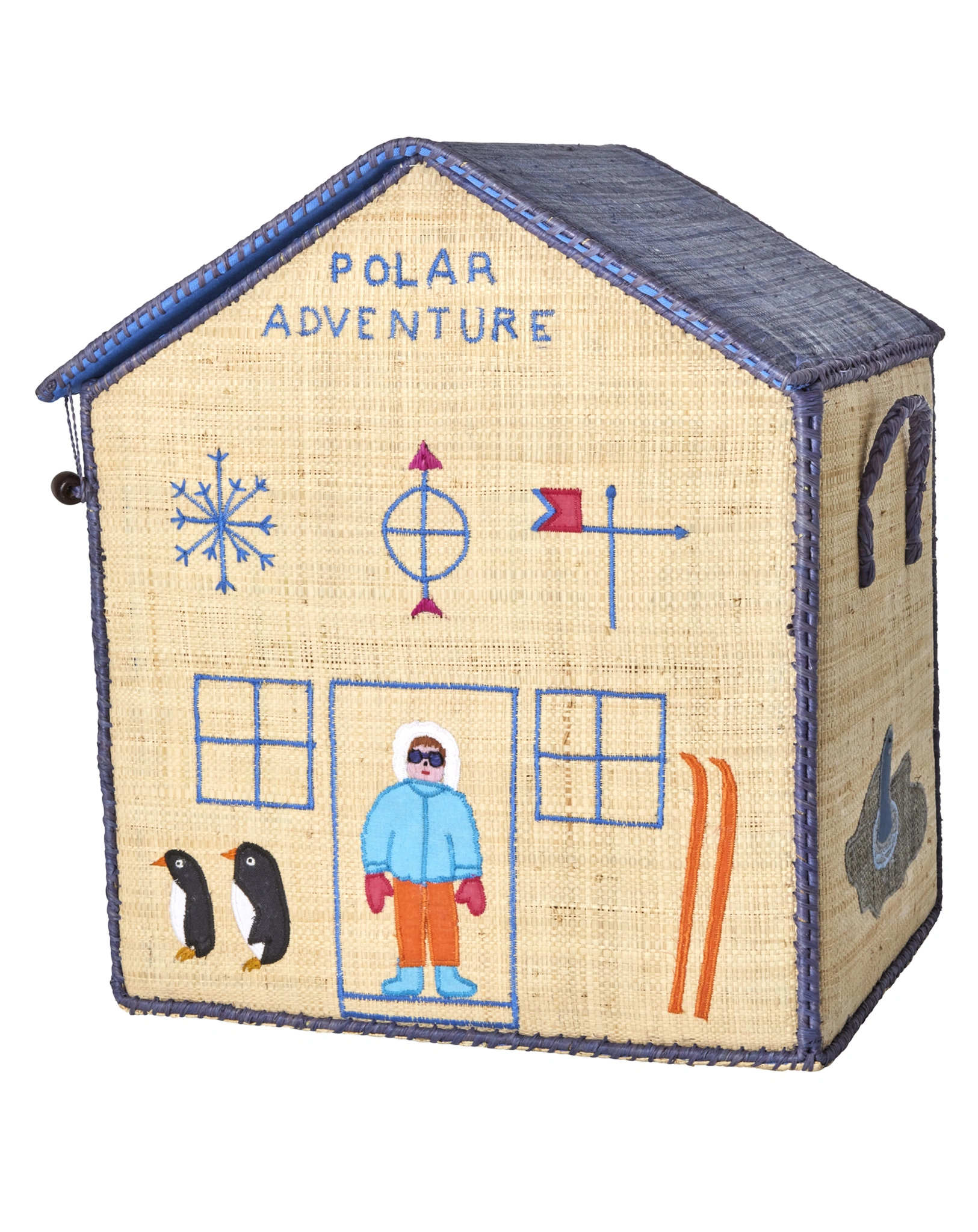 Raffia-Spielzeugkiste POLAR ADVENTURE medium in natur/bunt