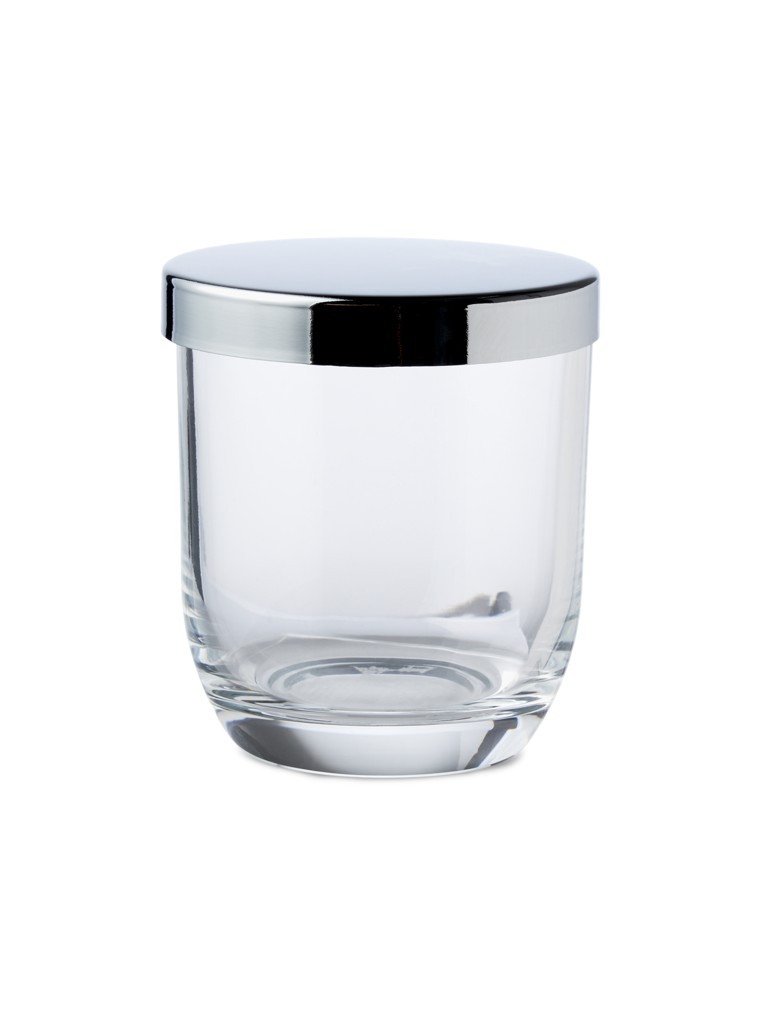 Dekorativ krukke med låg | Glas. 7,2 x 8 cm. | Clear, Silver