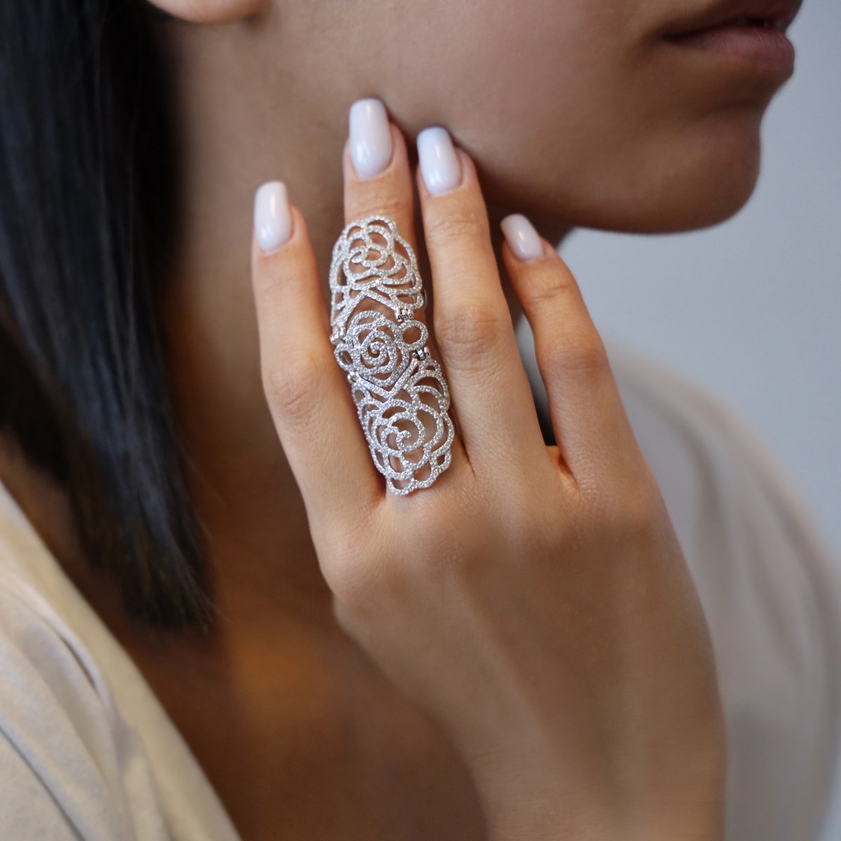 Bague Articulée Pétales Argent