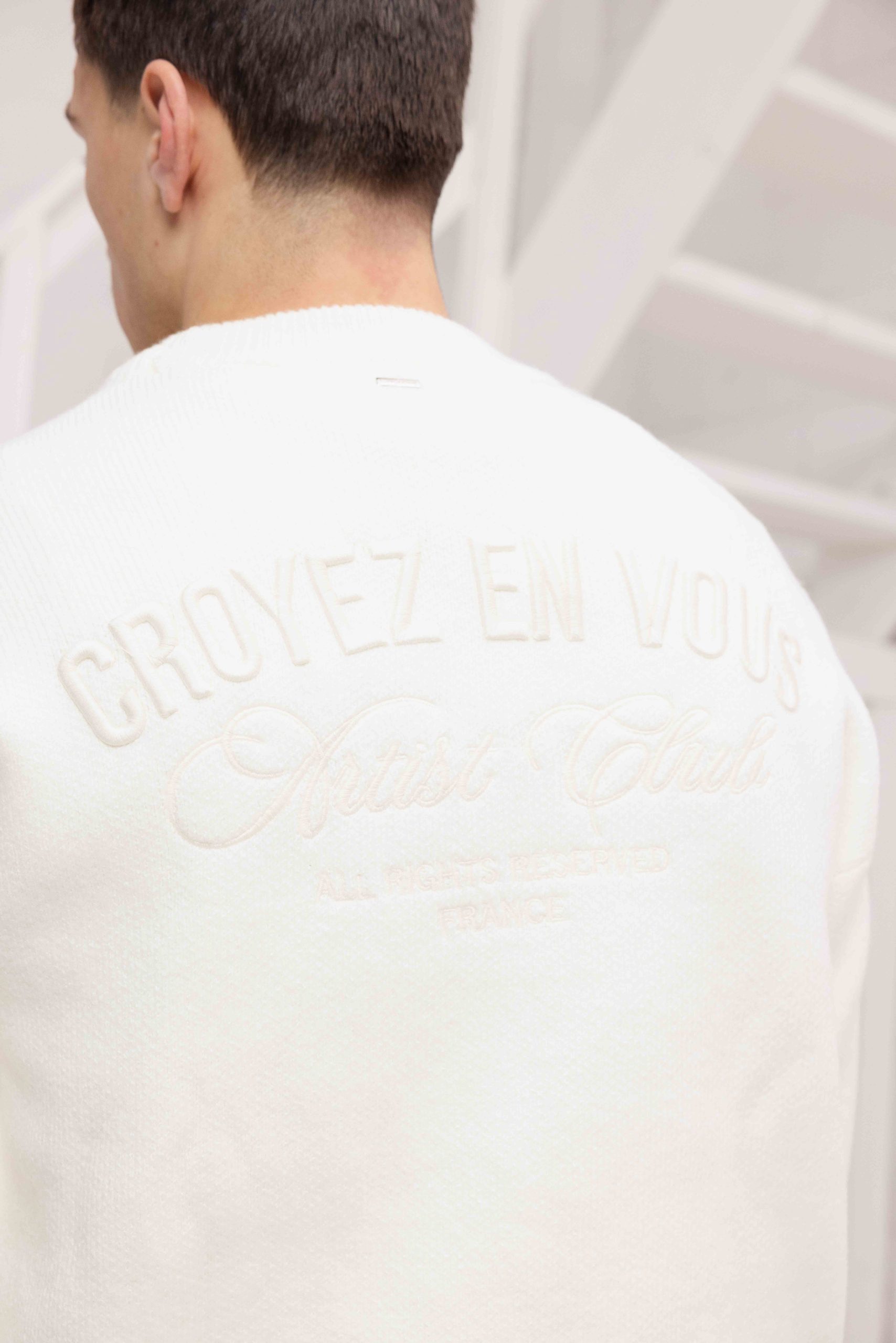 Croyez 'En Vous' Knit Sweater Heren Gebroken Wit