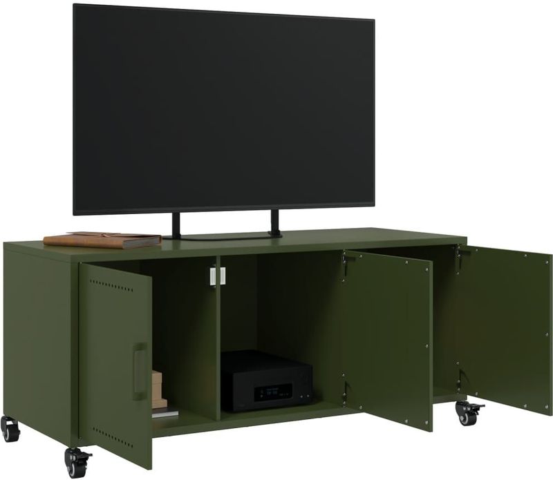 vidaXL Tv-meubel - Olijfgroen - Staal - 100,5x39x43,5 cm