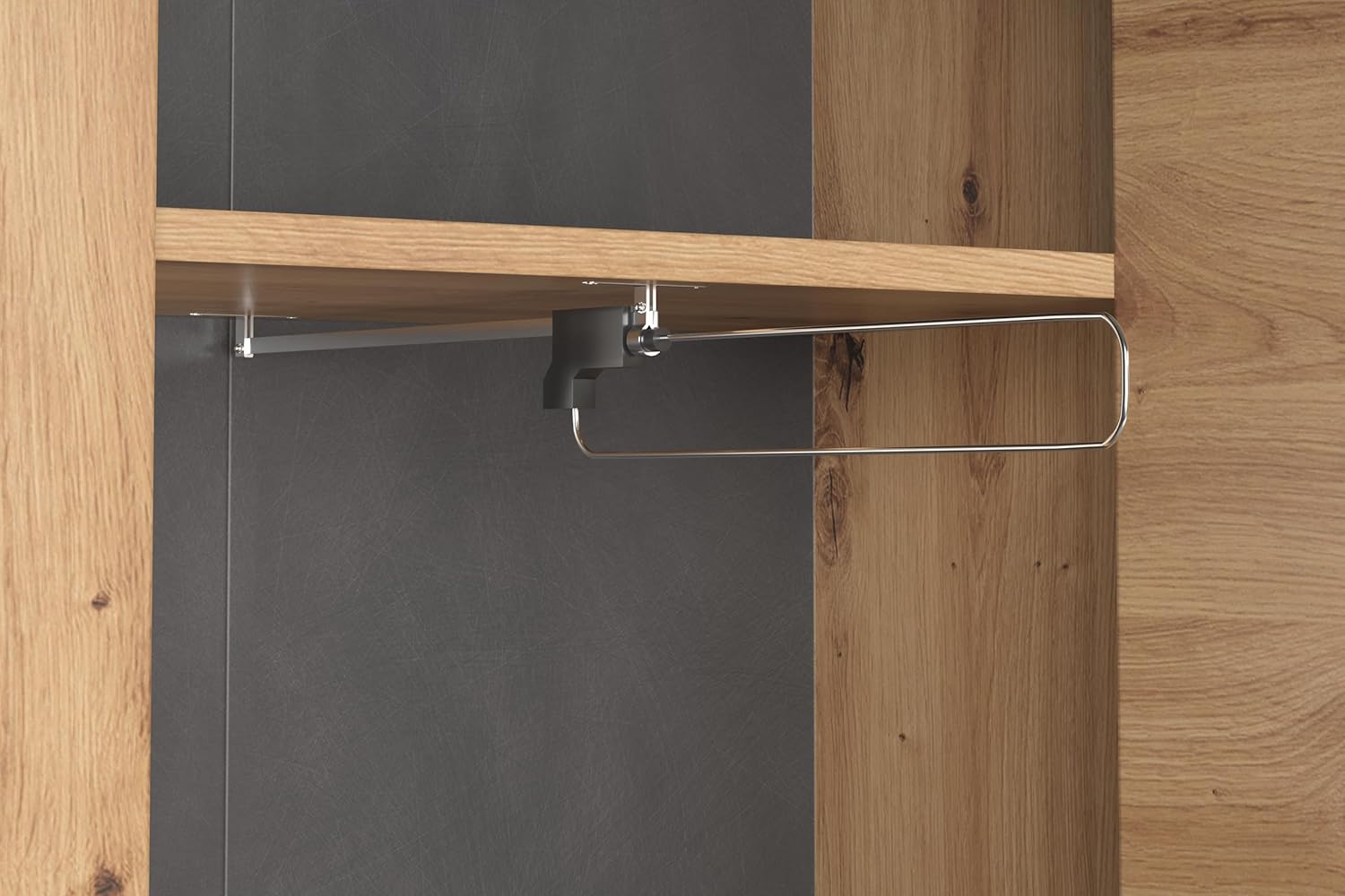 trendteam smart living - Follow - Garderoben-Set - Artisan Eiche/Matera - 4-teilig mit Schrank, Kommode, Paneel & Spiegel - 270 x 199 x 35 cm - ausziehbare Kleiderstange - Vollauszug-Funktion