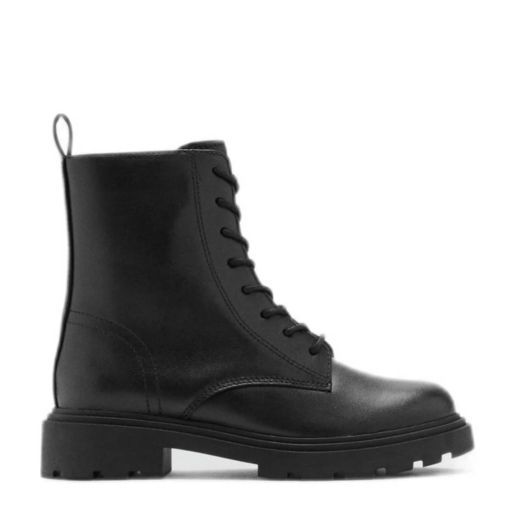 Mango Kids leren veterboots zwart