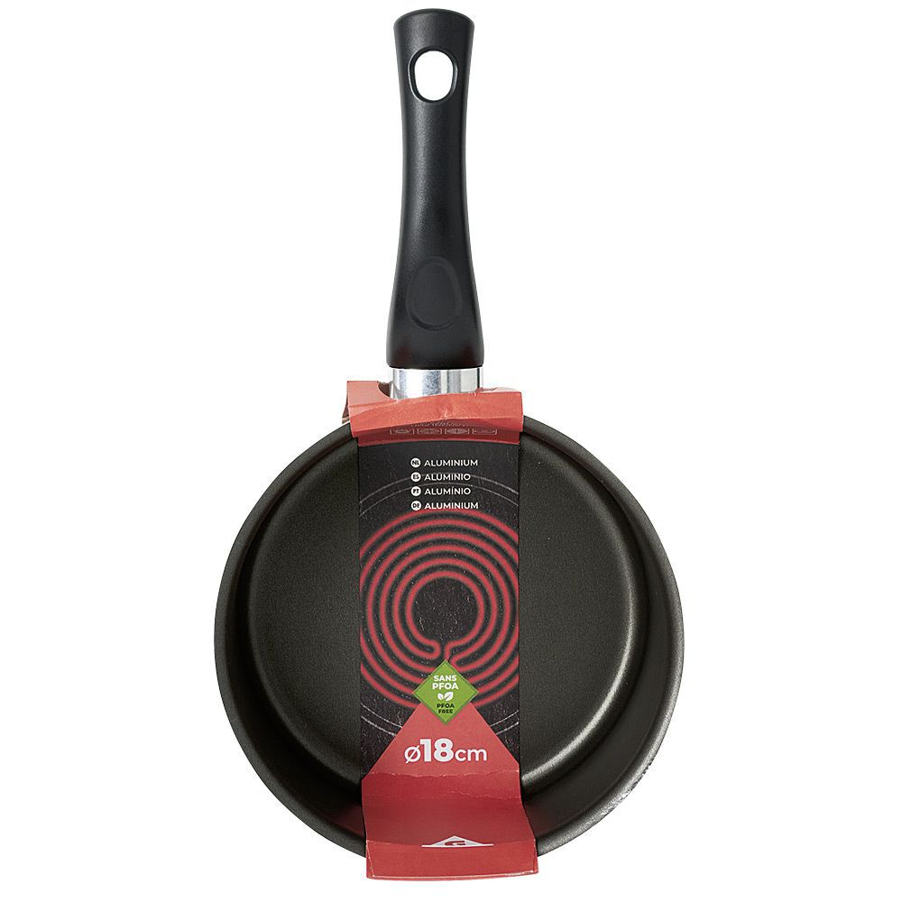 Casserole aluminium antiadhésive noir et rouge Ø 18 cm