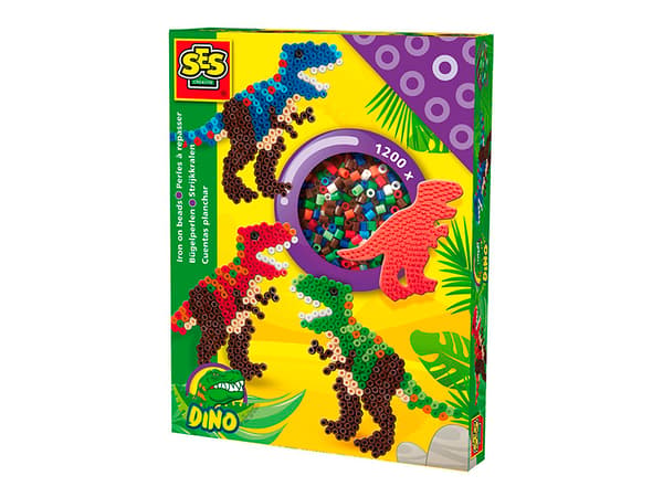 SES Creative Iron on beads T-Rex, 1200 stykker, 5 år, Gutt/Jente, Barn, Dinosaur, Assorterte farger