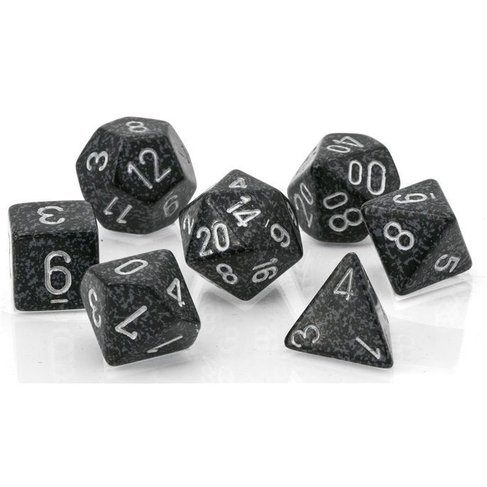 Set de dés : Ninja - Gris  et  Argenté - Granité