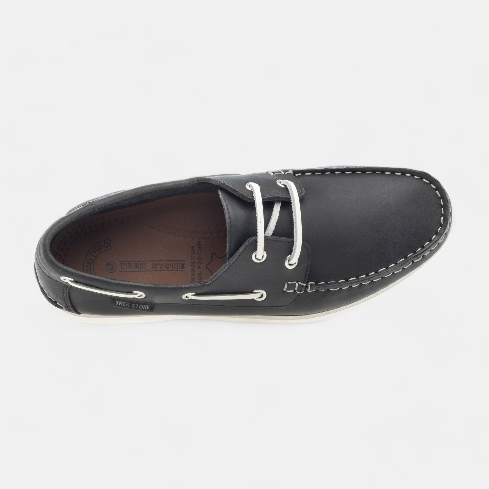 Chaussures bateau Homme en cuir bleu marine